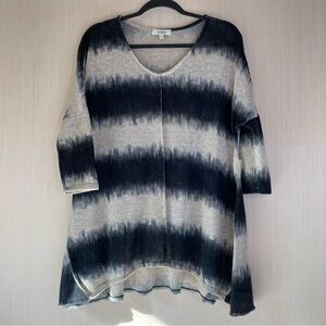 Umgee Women’s Bohemian Oversize Tie Dye Striped Dropped Shoulder Tunic Medium